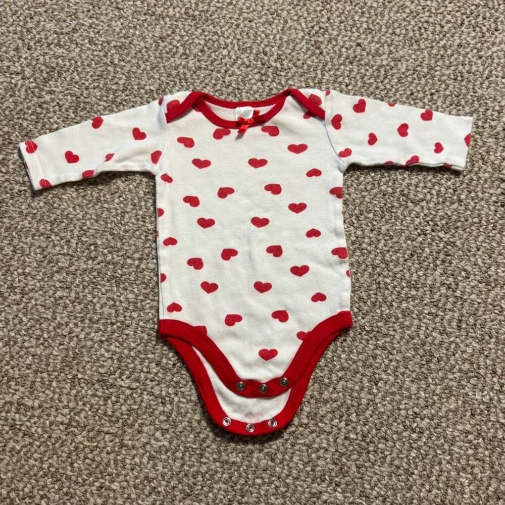 Modern Moments Long Sleeve Bodysuit Red Heart Print Valentine 6-9 Months